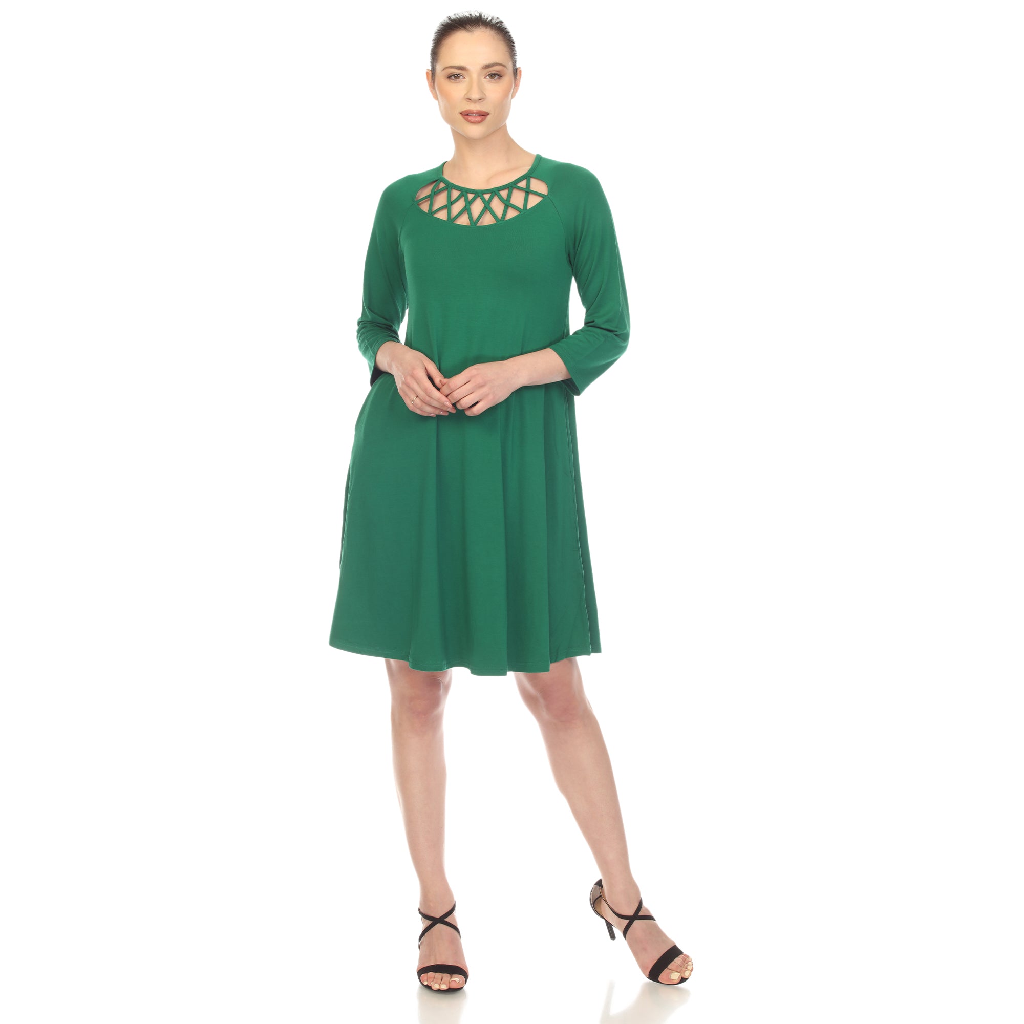  White Mark Women's Criss Cross Neckline Swing Midi Dress - XL - Bonton