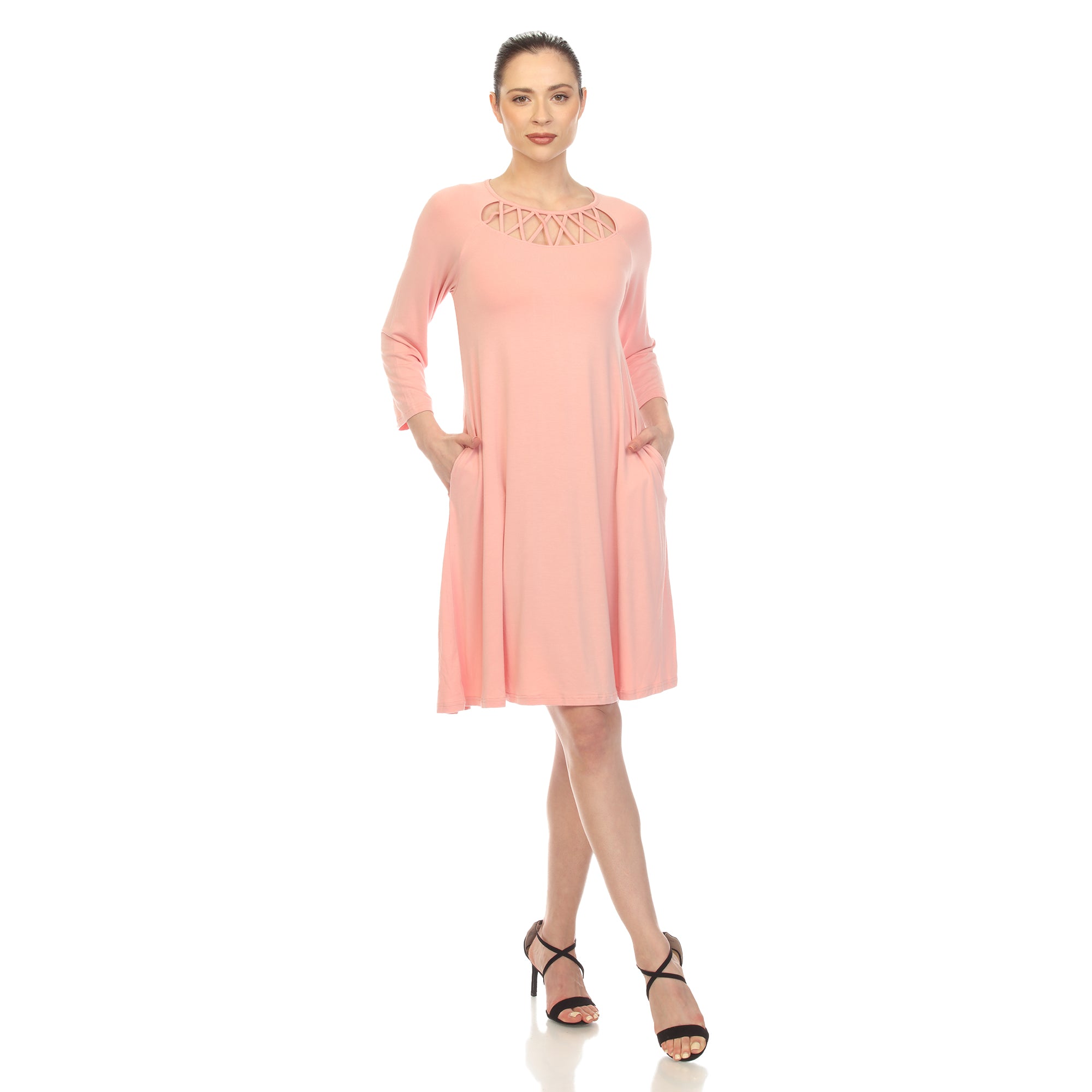  White Mark Women's Criss Cross Neckline Swing Midi Dress - XL - Bonton