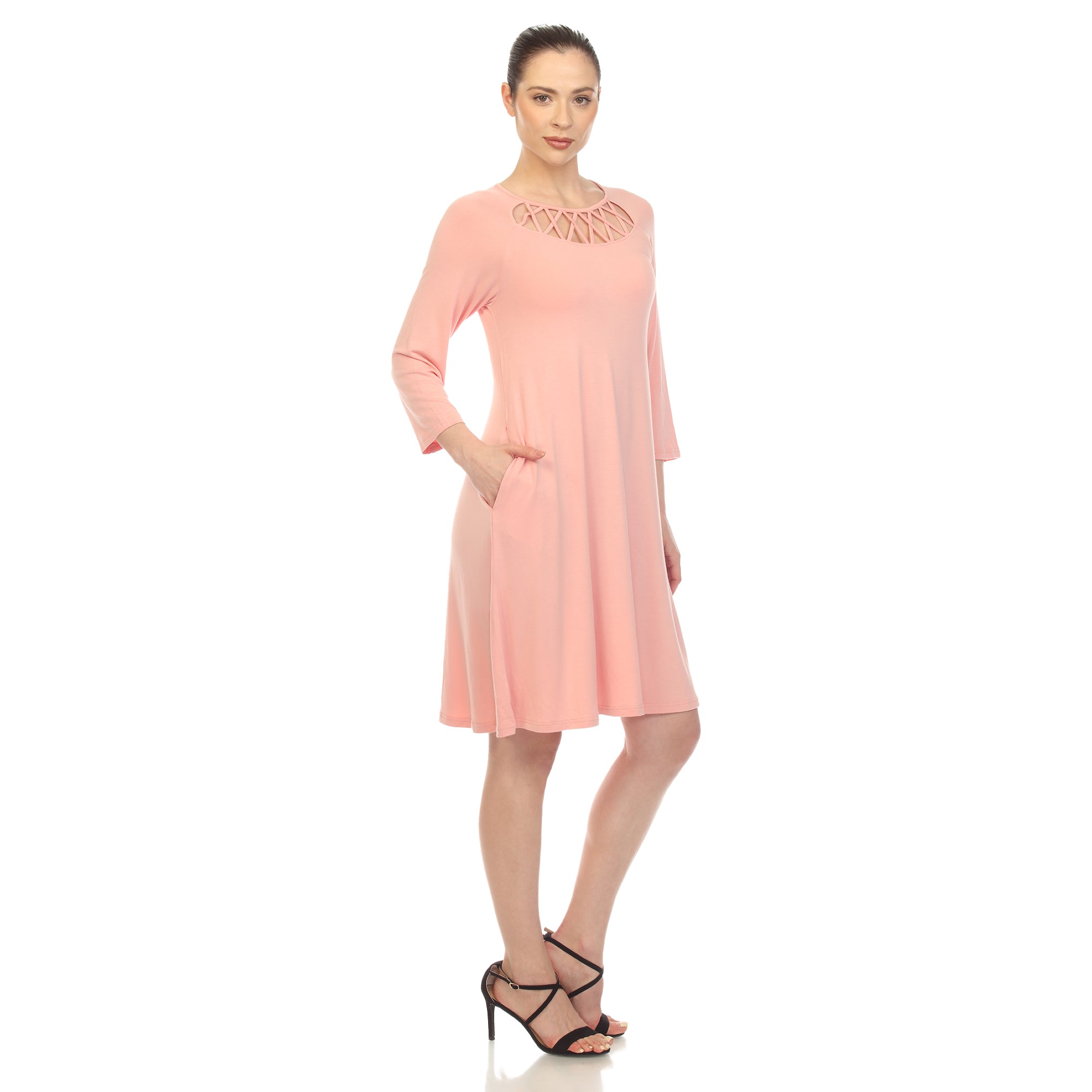  White Mark Women's Criss Cross Neckline Swing Midi Dress - XL - Bonton