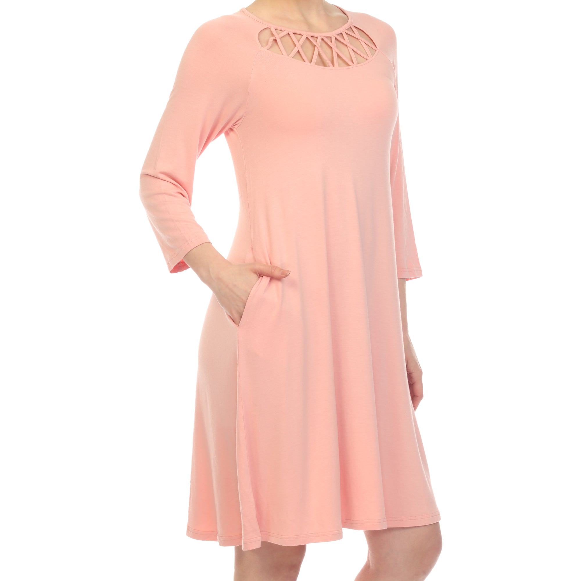  White Mark Women's Criss Cross Neckline Swing Midi Dress - XL - Bonton