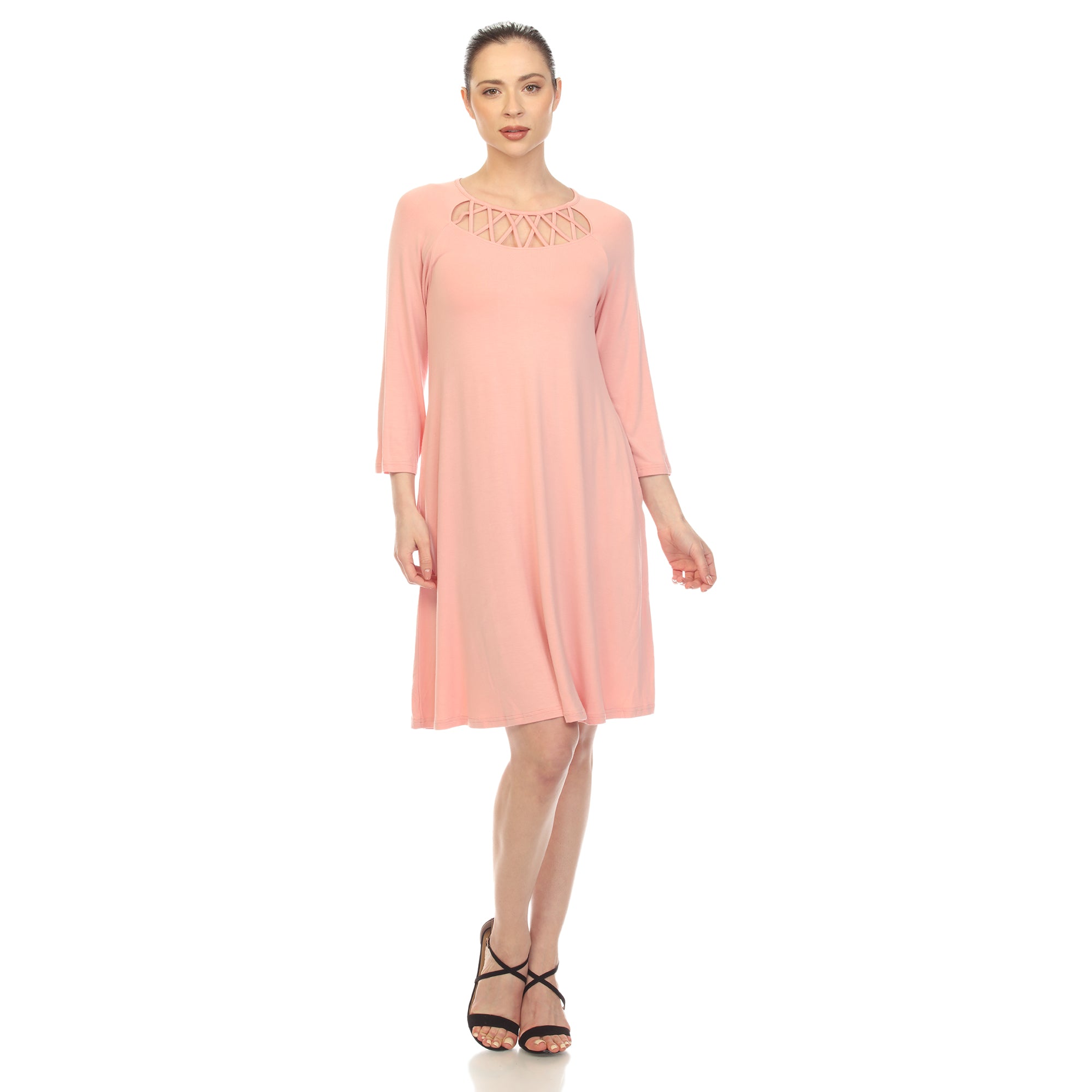  White Mark Women's Criss Cross Neckline Swing Midi Dress - XL - Bonton