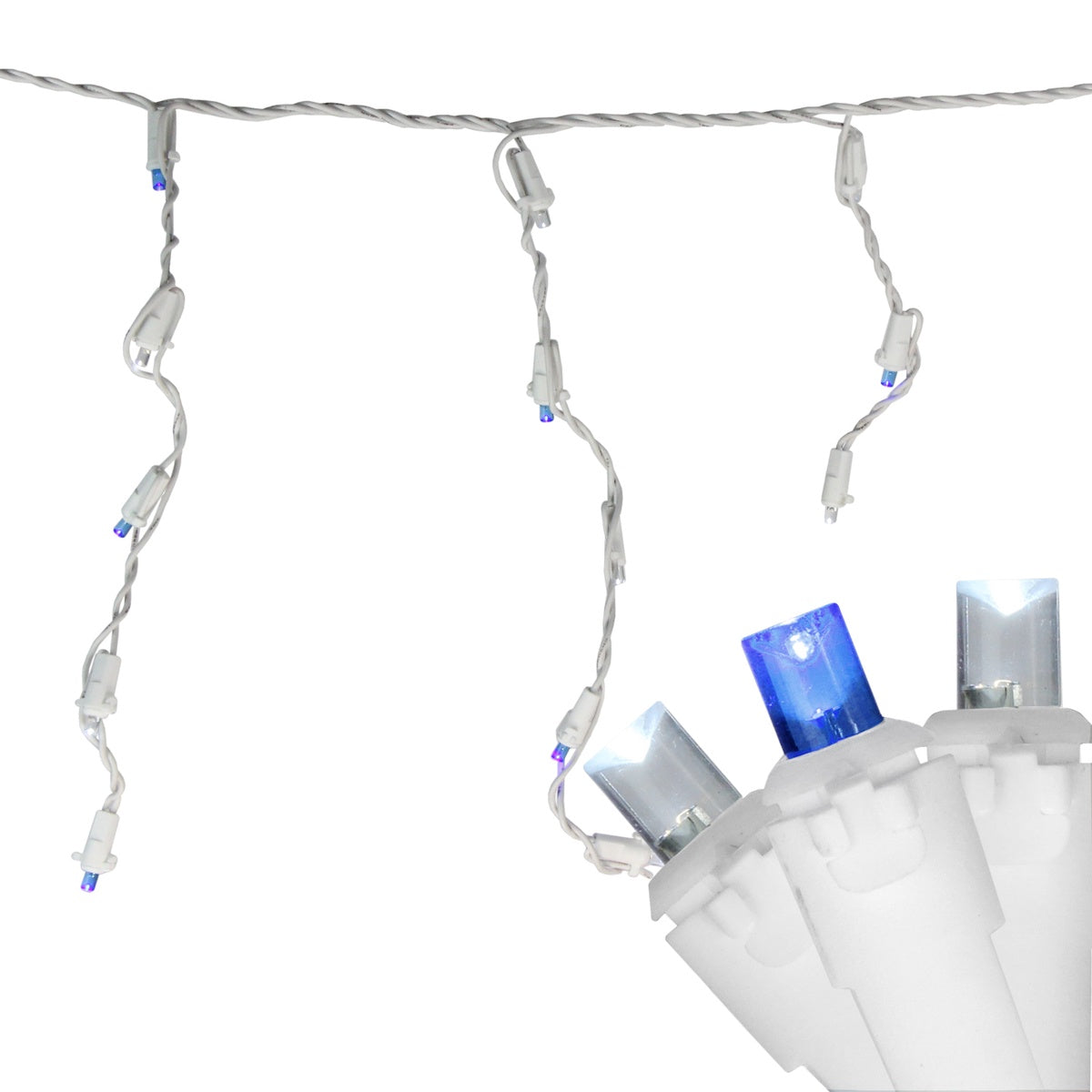  Northlight 100ct Blue and Pure White LED Wide Angle Icicle Christmas Lights  5.5 Ft White Wire - Default Title - Bonton