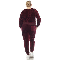 Plus Size 2 Piece Velour Tracksuit Set