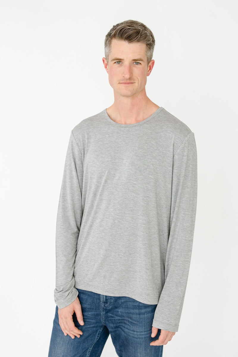  Cabana Life Grey Bamboo Long Sleeve Sun Shirt - S - Bonton