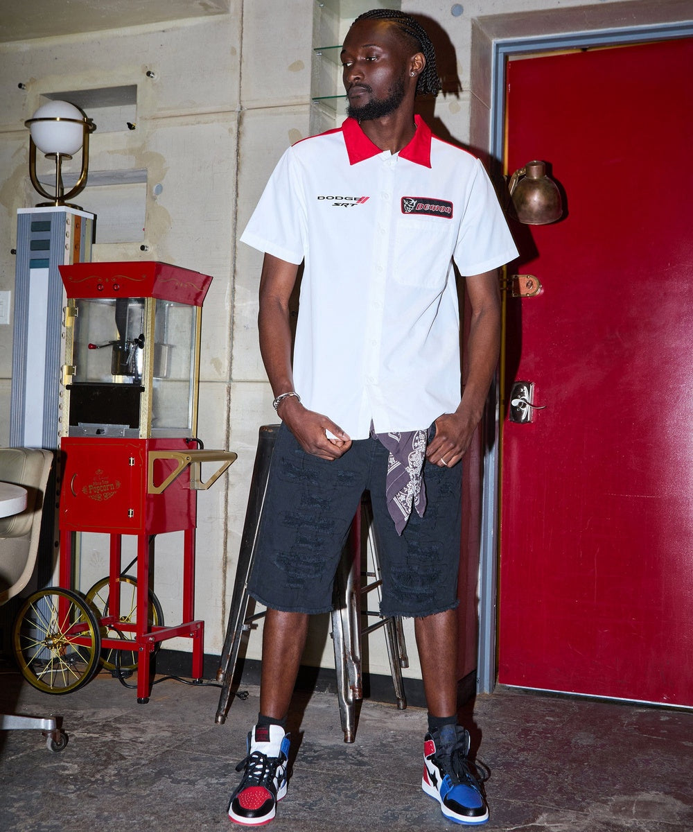  Reason Clothing Destroyed Denim Shorts - Black - BLACK - Bonton