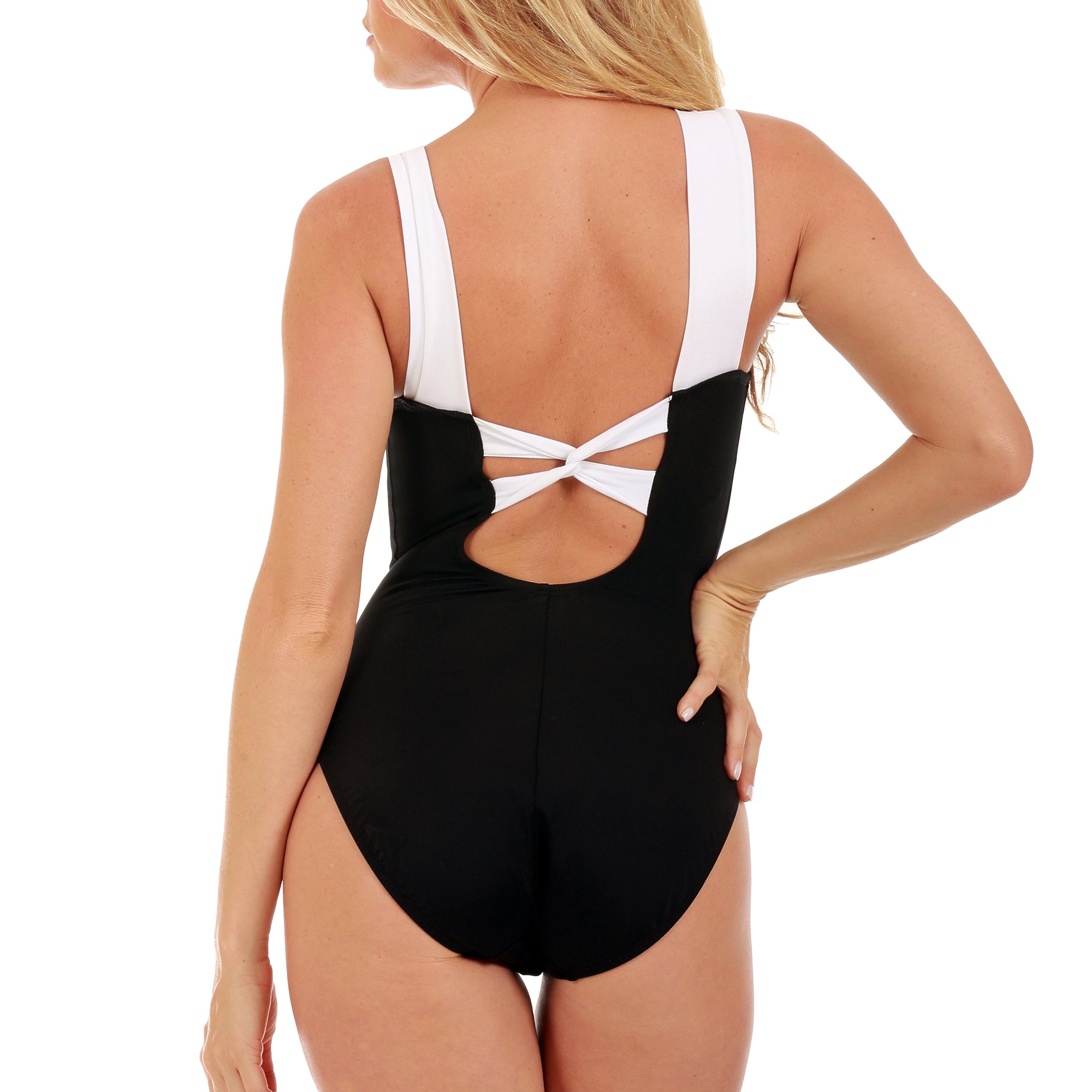  InstantFigure InstantFigure Contrast Trim One Piece Swimsuit 13496P - Black/White - Bonton