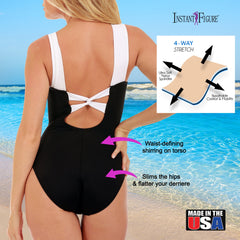 InstantFigure Contrast Trim One Piece Swimsuit 13496P