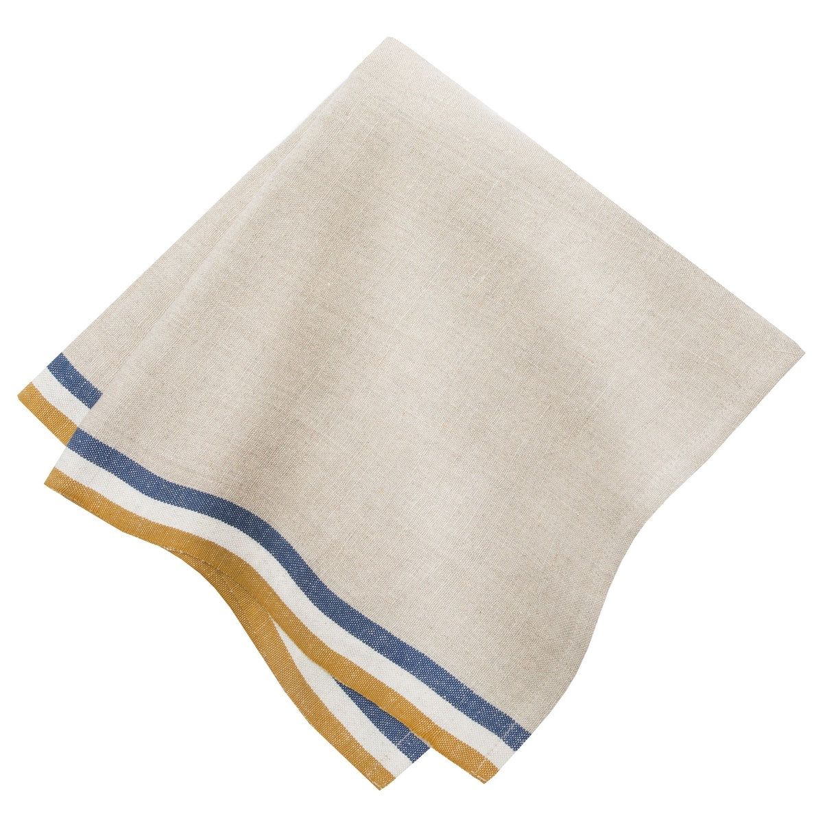  Caravan Normandy Natural - Napkins 20x20 - Set of 4 - Mustard/Natural/Blue Stripes - Bonton