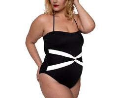 InstantFigure Plus Size Contrast Twist Front One Piece Swimsuit 13559PC