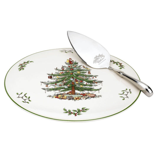 Christmas Tree Cake Plate & Server Set