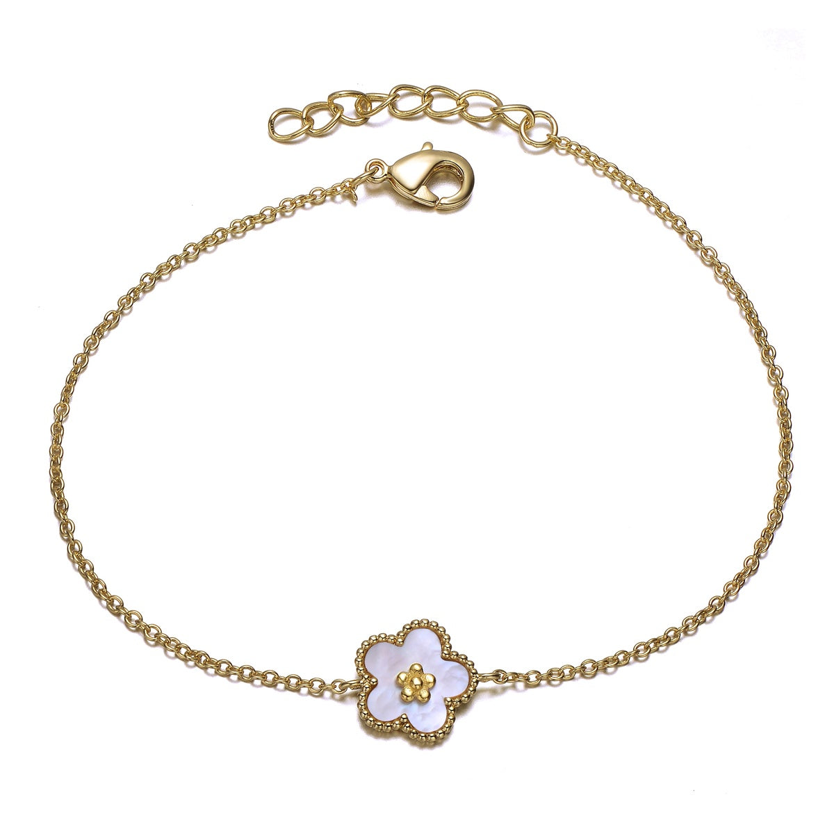  GigiGirl 14K Gold Plated With Mother of Pearl Flower Bracelet - Default Title - Bonton