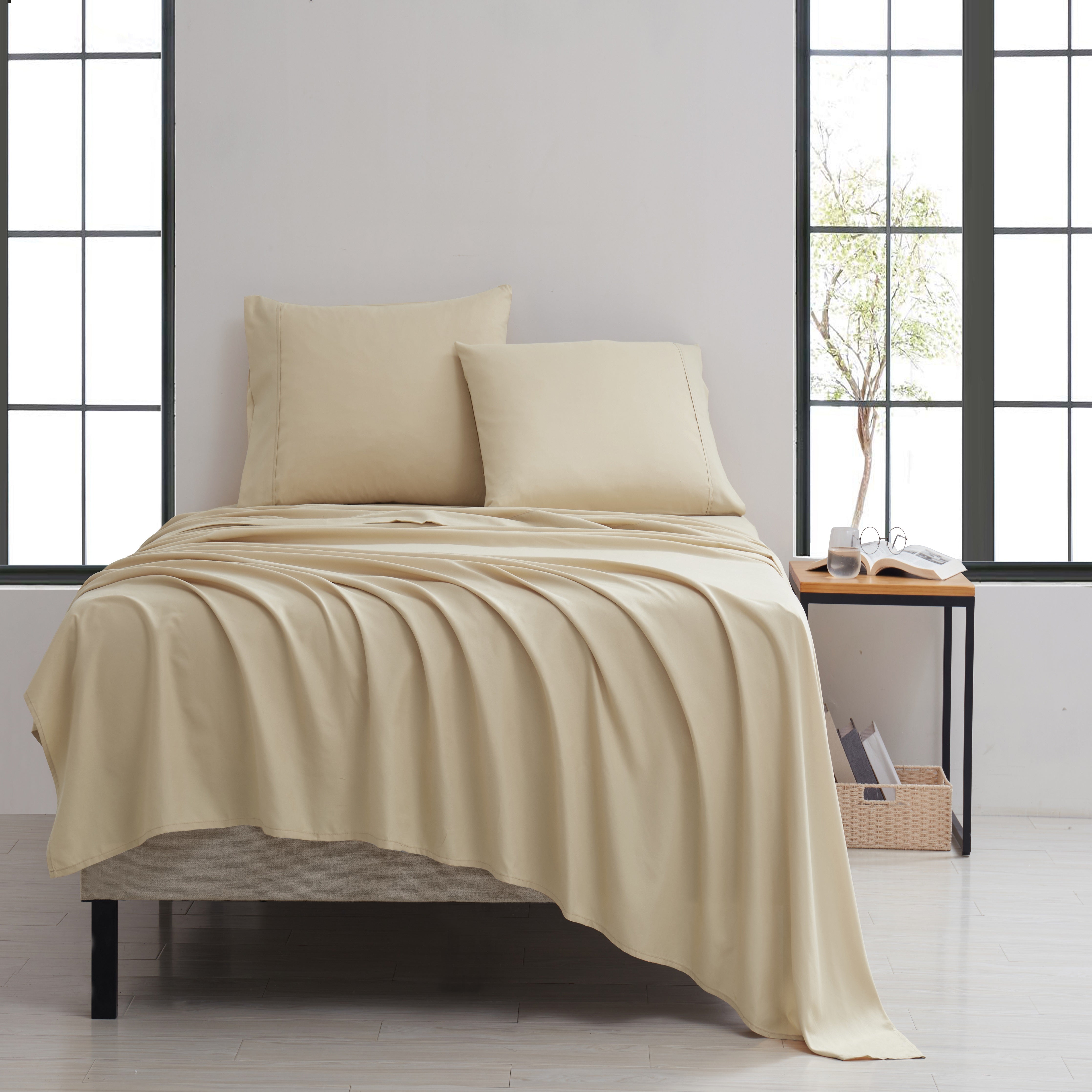  Kathy Ireland Home Kathy Ireland Twill Weave Luxury 4-Piece Sheet Set - Full - Bonton