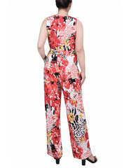 Petite Sleeveless Belted Jumpsuit