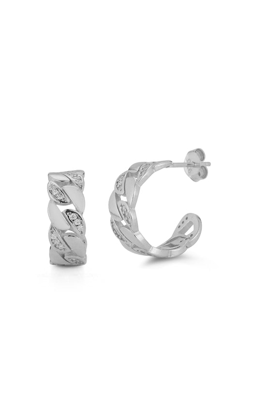 Curb Chain Link Hoop Earrings