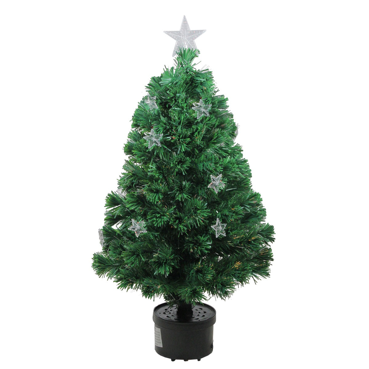  Northlight Pre-Lit Medium Potted Fiber Optic Artificial Christmas Tree With Stars - 4' - Default Title - Bonton