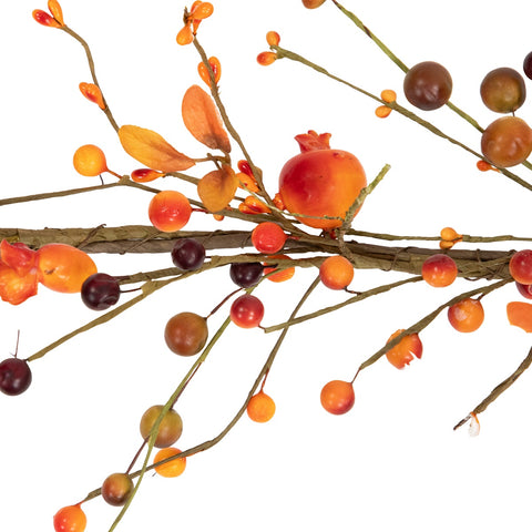 5' X 6" Fall Harvest Berries and Leaves Twig Artificial Garland  Unlit