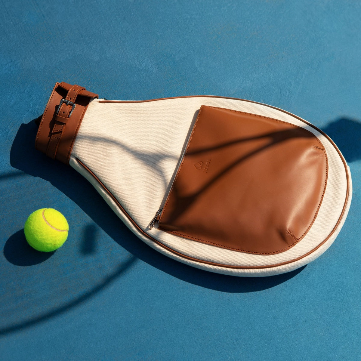  Jurgi Tennis Backpack - Beige Canvas & Leather - Beige - Bonton