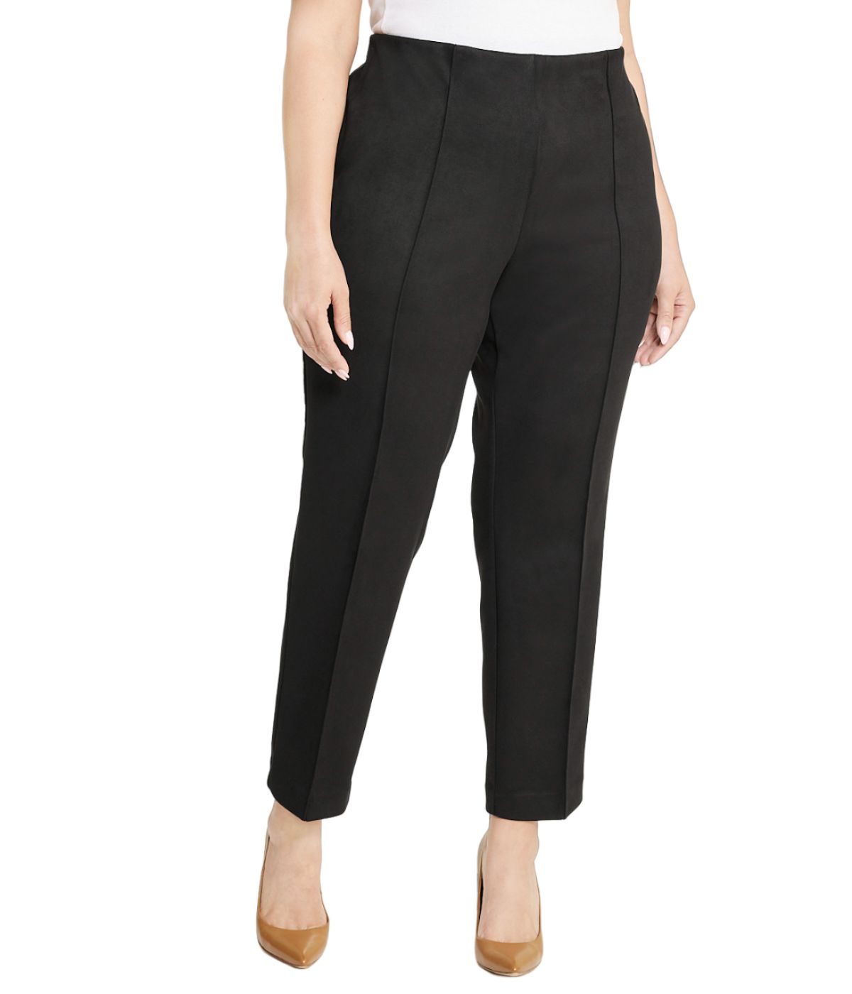  Anne Klein Plus Size Pull-On Slim Ankle Pants - Anne Black - Bonton