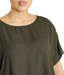 Plus Size Short Sleeve Blouse with Bateau Neckline