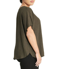 Plus Size Short Sleeve Blouse with Bateau Neckline