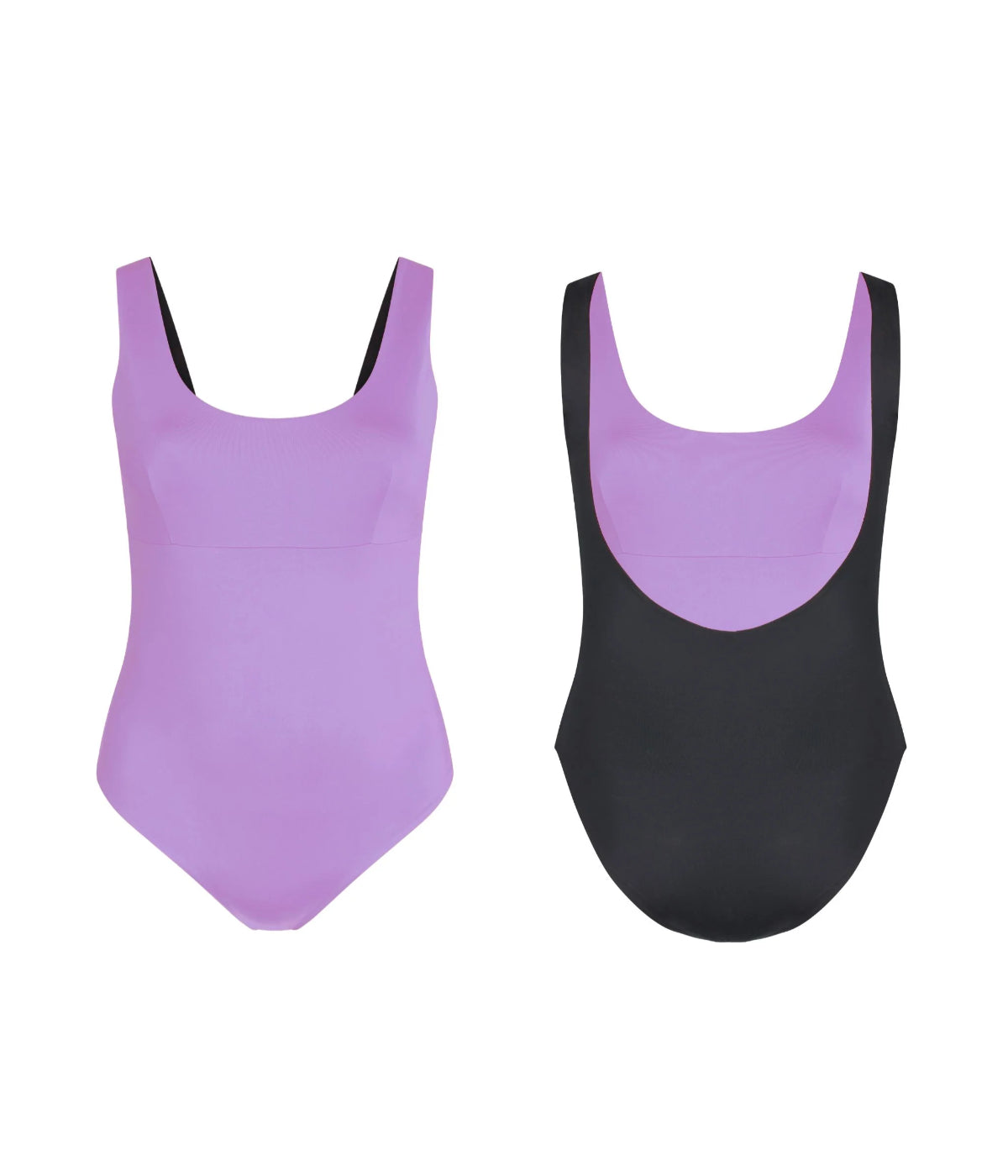  Sunset Vibes Swimwear Plus Joaquina One Piece Low Back Reversible Swimsuit - Lavender & Black - Bonton