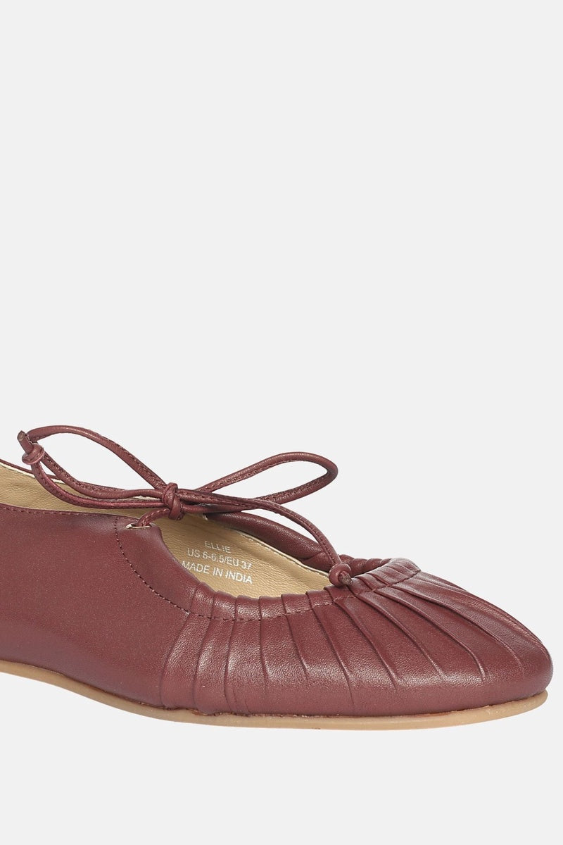  Jelavu Jelavu - Ellie Ruched Lace-Up Ballerina - Burgundy Leather - Burgundy - Bonton