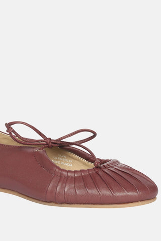 Jelavu - Ellie Ruched Lace-Up Ballerina - Burgundy Leather