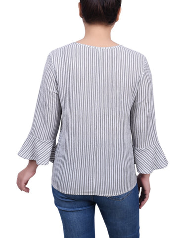 Petite 3/4 Bell Sleeve Textured Knit Top