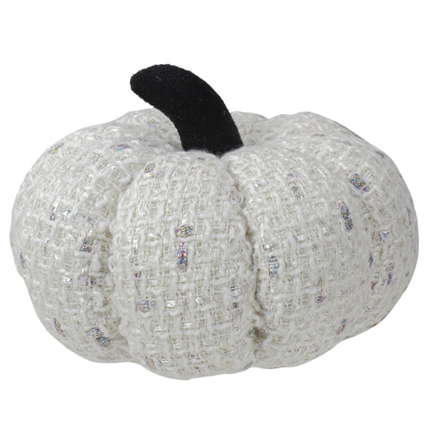 Knitted Fall Harvest Pumpkin - 7" - Ivory