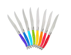 Set of 8 Laguiole Steak Knives, Rainbow Colors