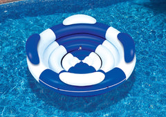 84" Inflatable Blue and White Sofa Island Swimming Pool Lounger