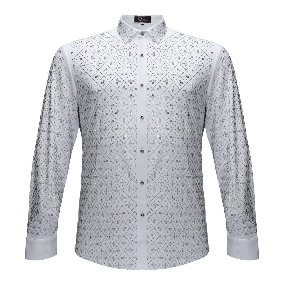  Barocco Sharp Armor Button-Up Shirt WHITE/SILVER - WHITE/SILVER - Bonton