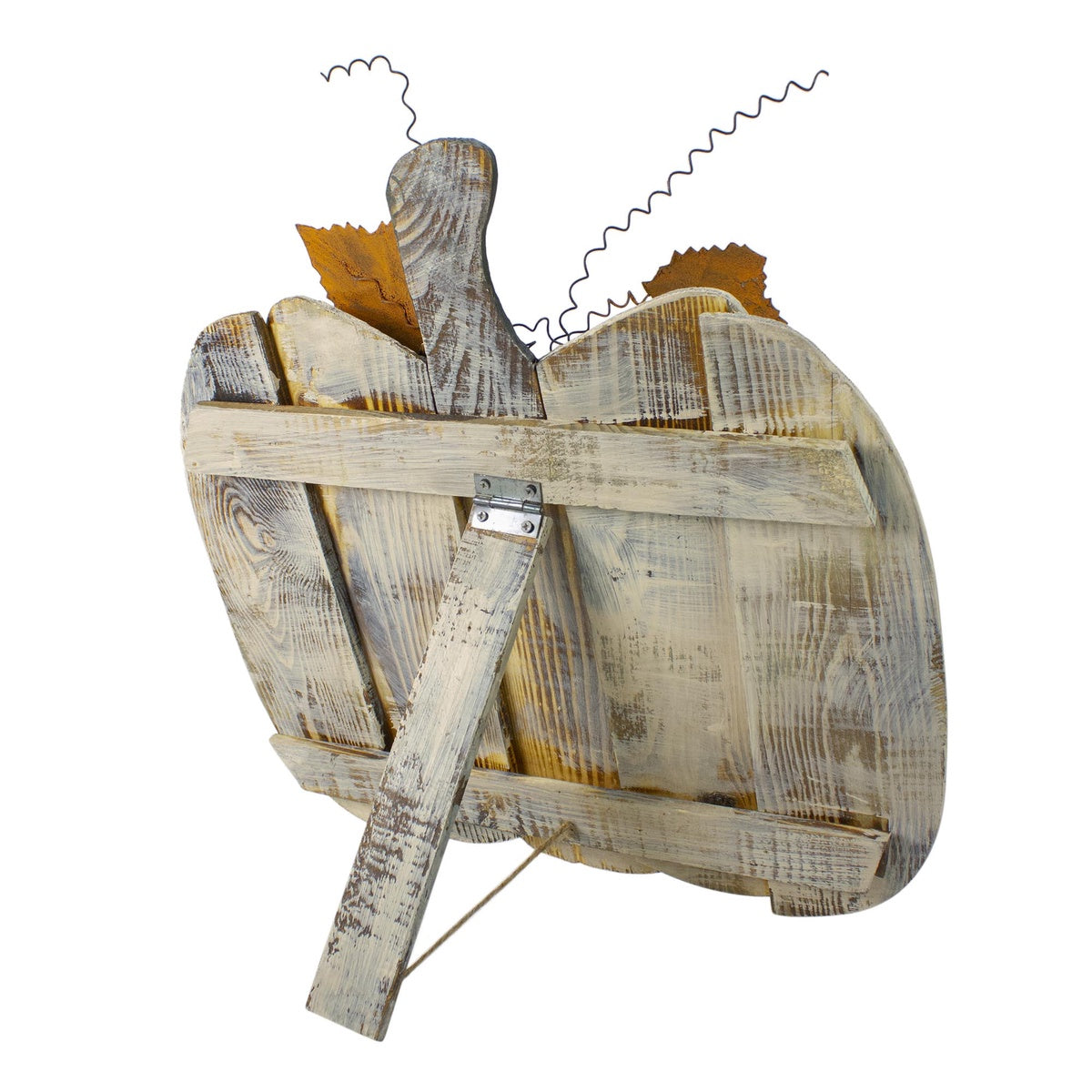  Northlight Large Wooden Fall Harvest Pumpkin With Leaves and Stem - 18.5