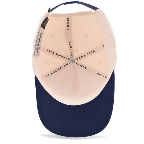 Vintage Havana Trucker Hat for Women & Men – Navy & Tan Adjustable Cap – Embroidered Suede Star