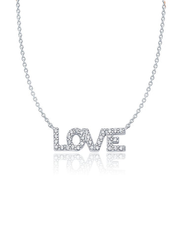 Pave Love Necklace Finished in Pure Platinum