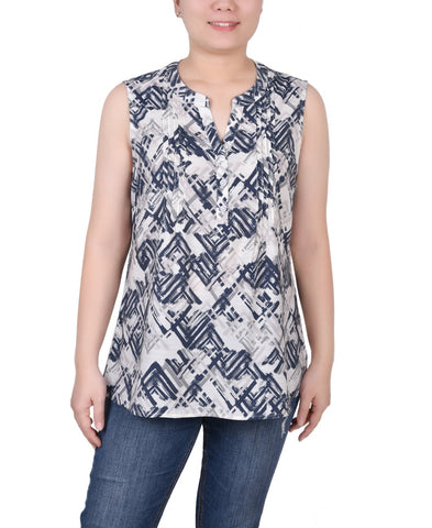 Sleeveless Pintucked Blouse