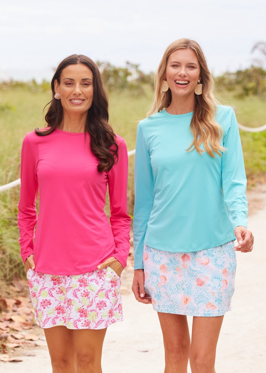  Cabana Life Aqua Long Sleeve Performance Top - XS - Bonton