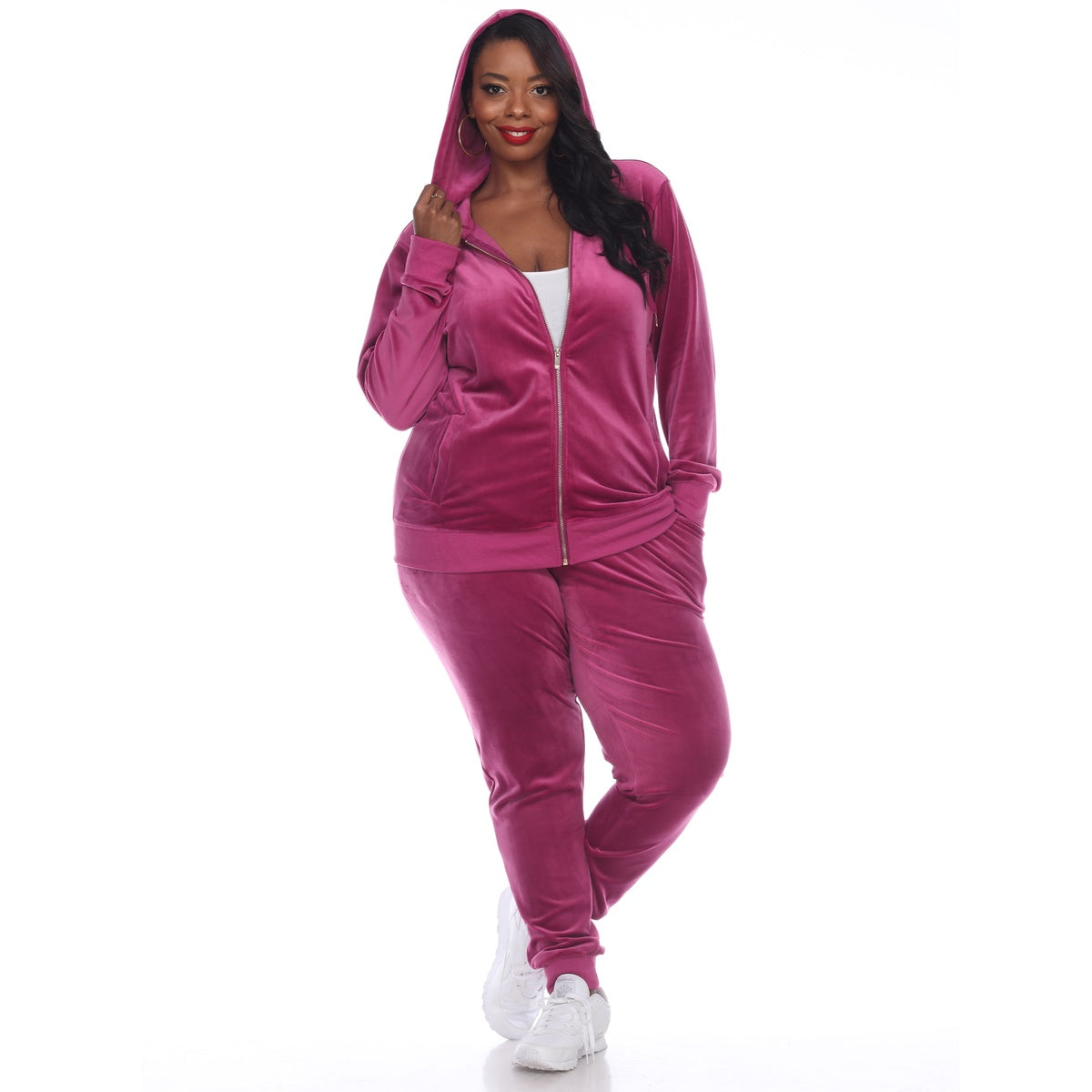  White Mark Plus Size 2 Piece Velour Tracksuit Set - 3X - Bonton