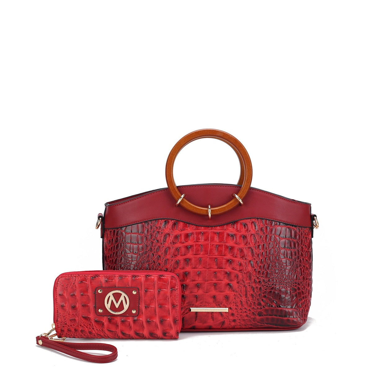  MKF Collection Phoebe Tote Bag and Wallet Set - Croco Black - Bonton