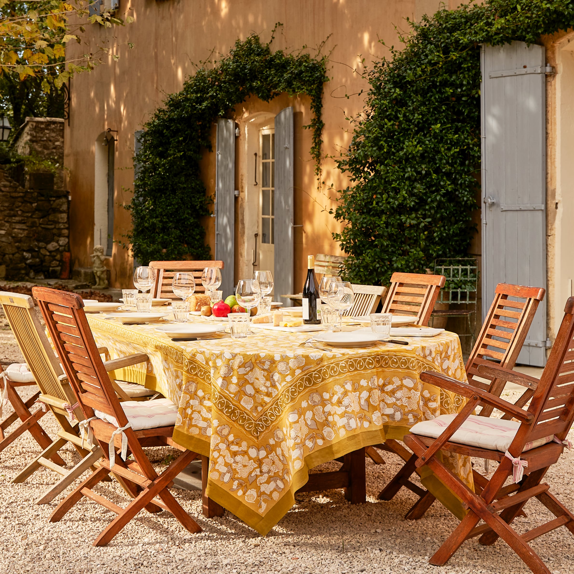  Couleur Nature Forest Harvest Grey & Mustard Tablecloth - Grey/Mustard - Bonton