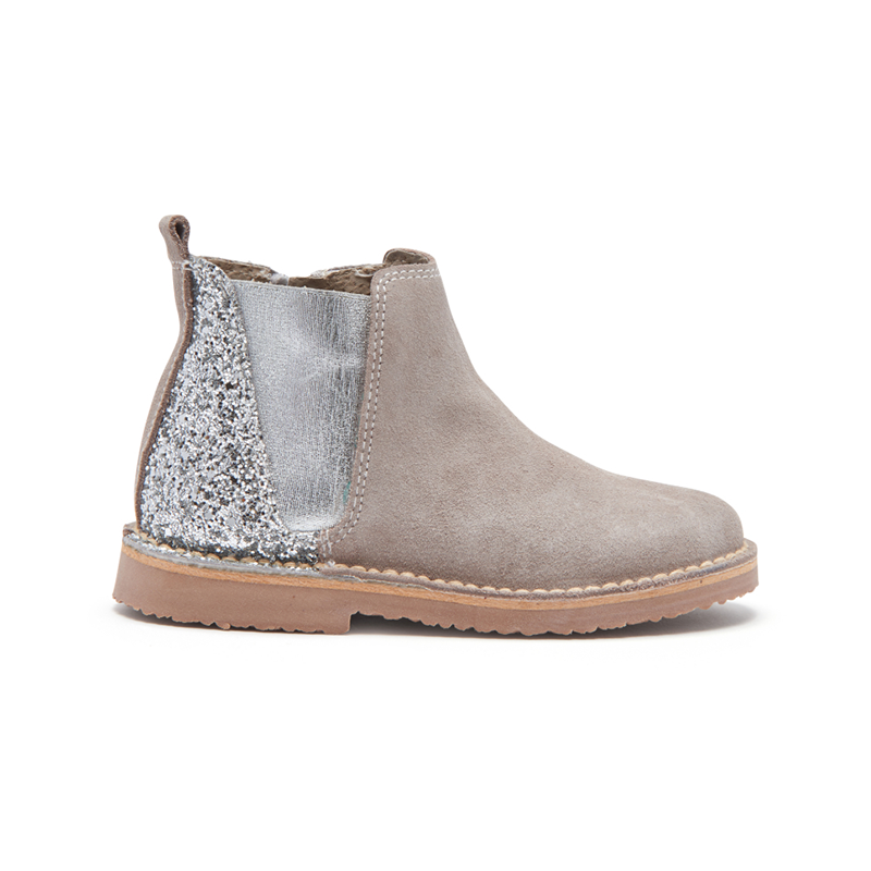  Childrenchic Glitter and Suede Chelsea Boots in Taupe - Taupe - Bonton