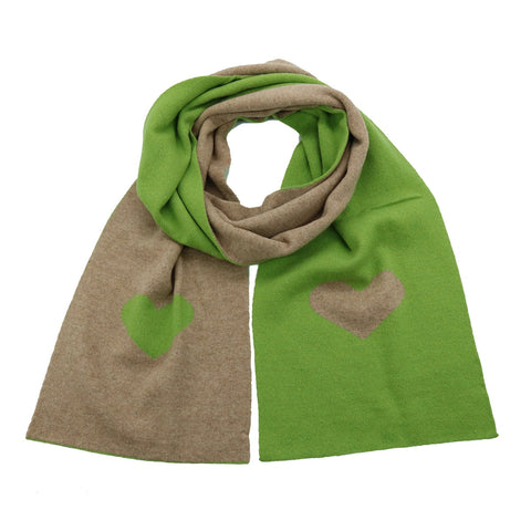COLOR BLOCK SCARF WITH HEART