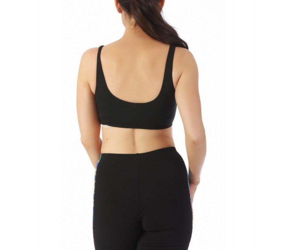  InstantFigure InstantFigure Activewear Cotton Lycra Wide Straps Crop Top 144006 - Black - Bonton