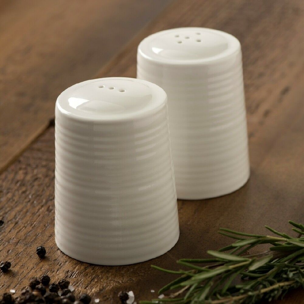  Belleek Living Ripple Dinnerware Salt and Pepper Set - Ivory - Bonton