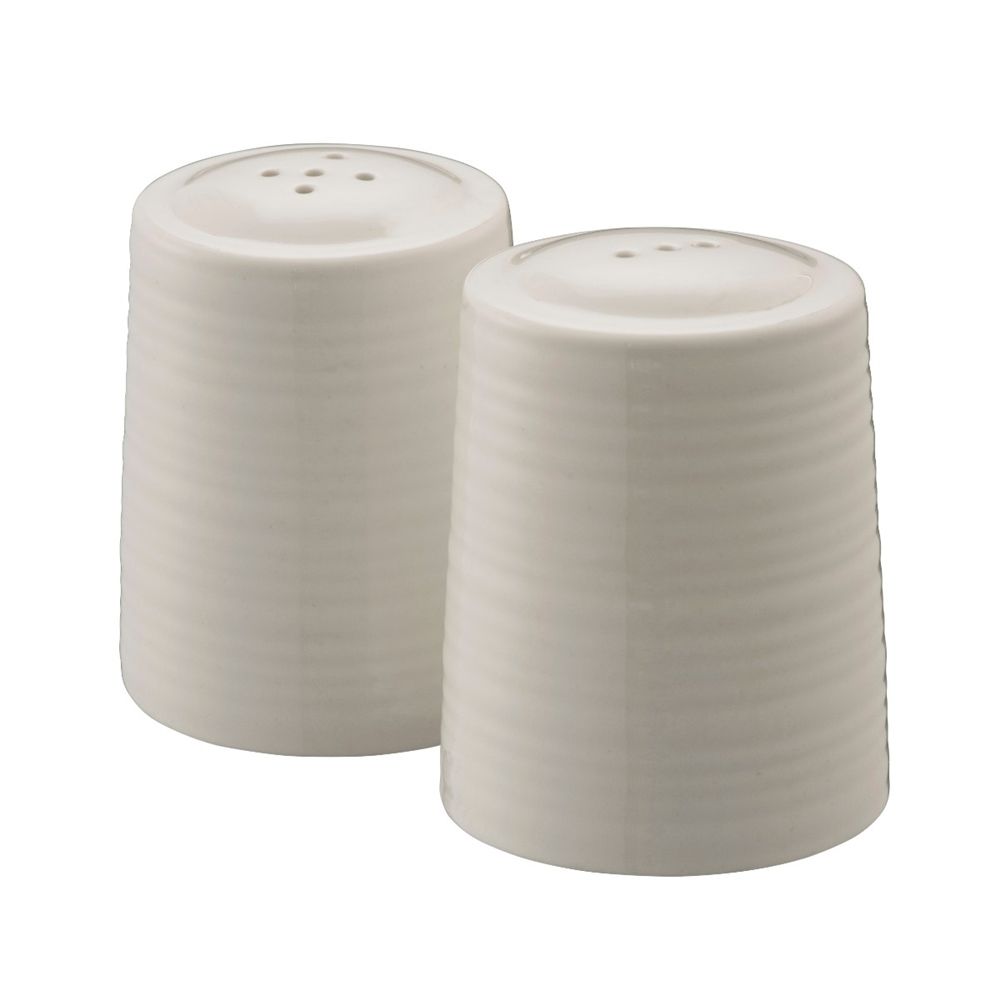  Belleek Living Ripple Dinnerware Salt and Pepper Set - Ivory - Bonton