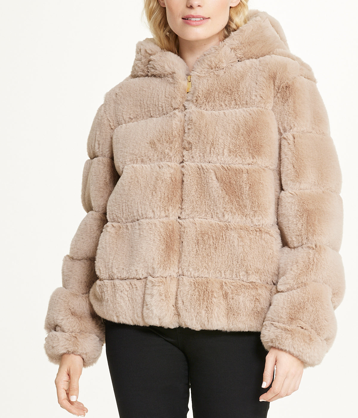  BCBG Short Faux Fur With Hood Mink - Mink - Bonton