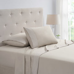 Bamboo 4 Piece 1800 Thread Count Luxurious Ultra-Soft Waffle Hem Sheet Set