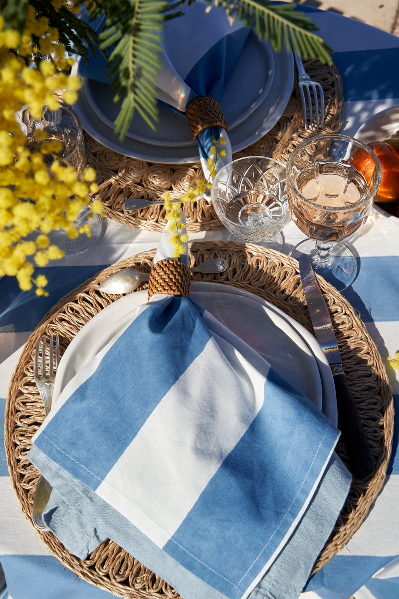  Caravan St. Tropez Blue Stripe Napkins, Set of 6 - Blue - Bonton