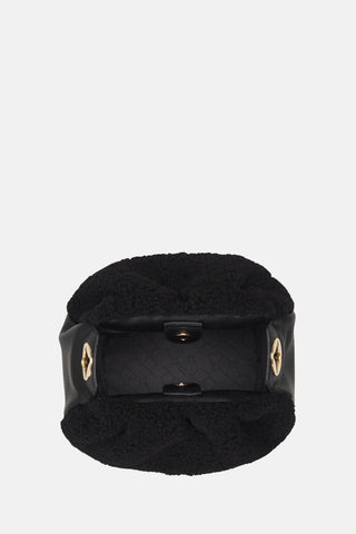 Oryany - Selena Eco Fur Bucket Medium Crossbody Handbags - Black / One Size