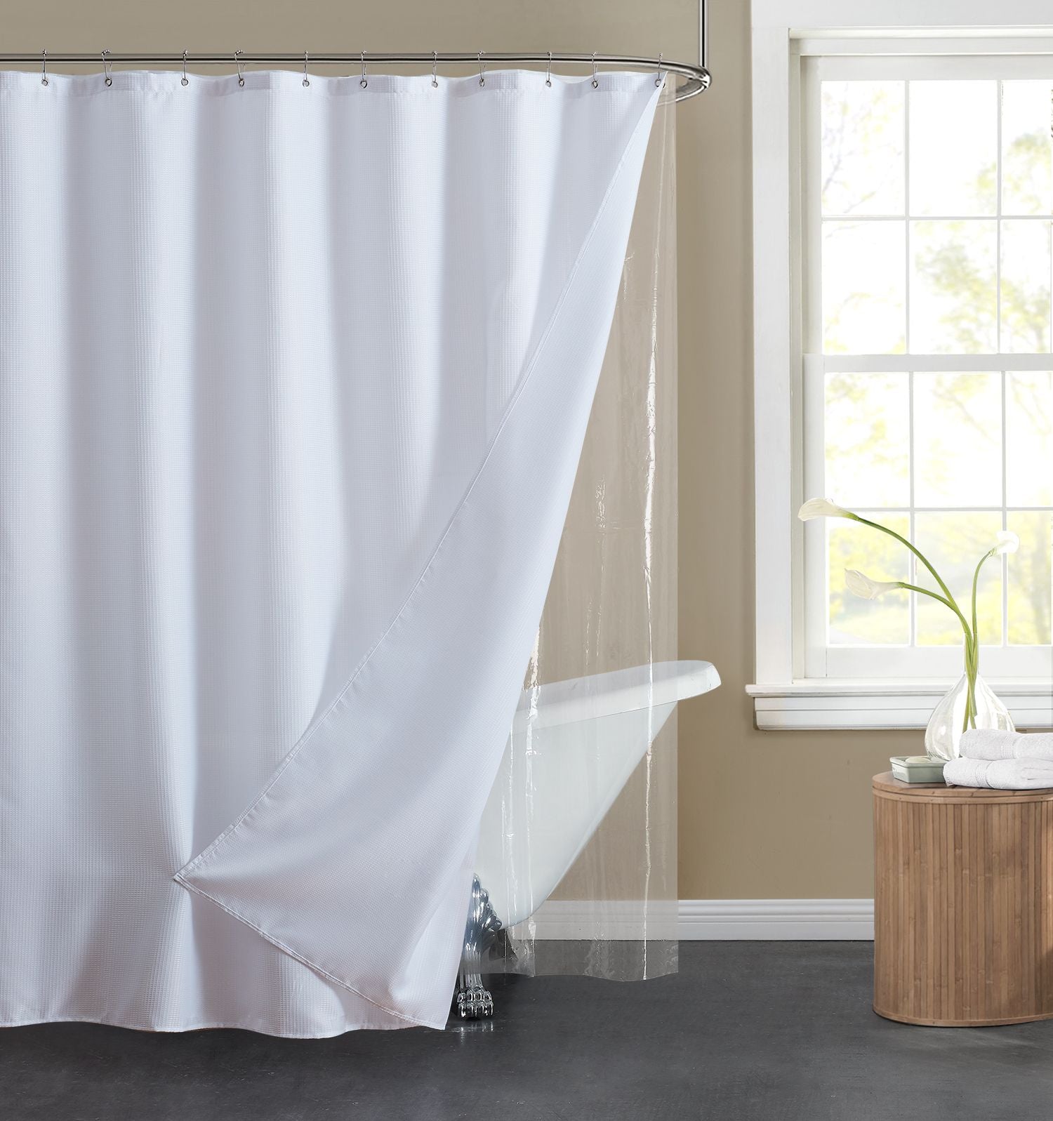  Dainty Home Shower Curtain 14 Piece Set - White - Bonton